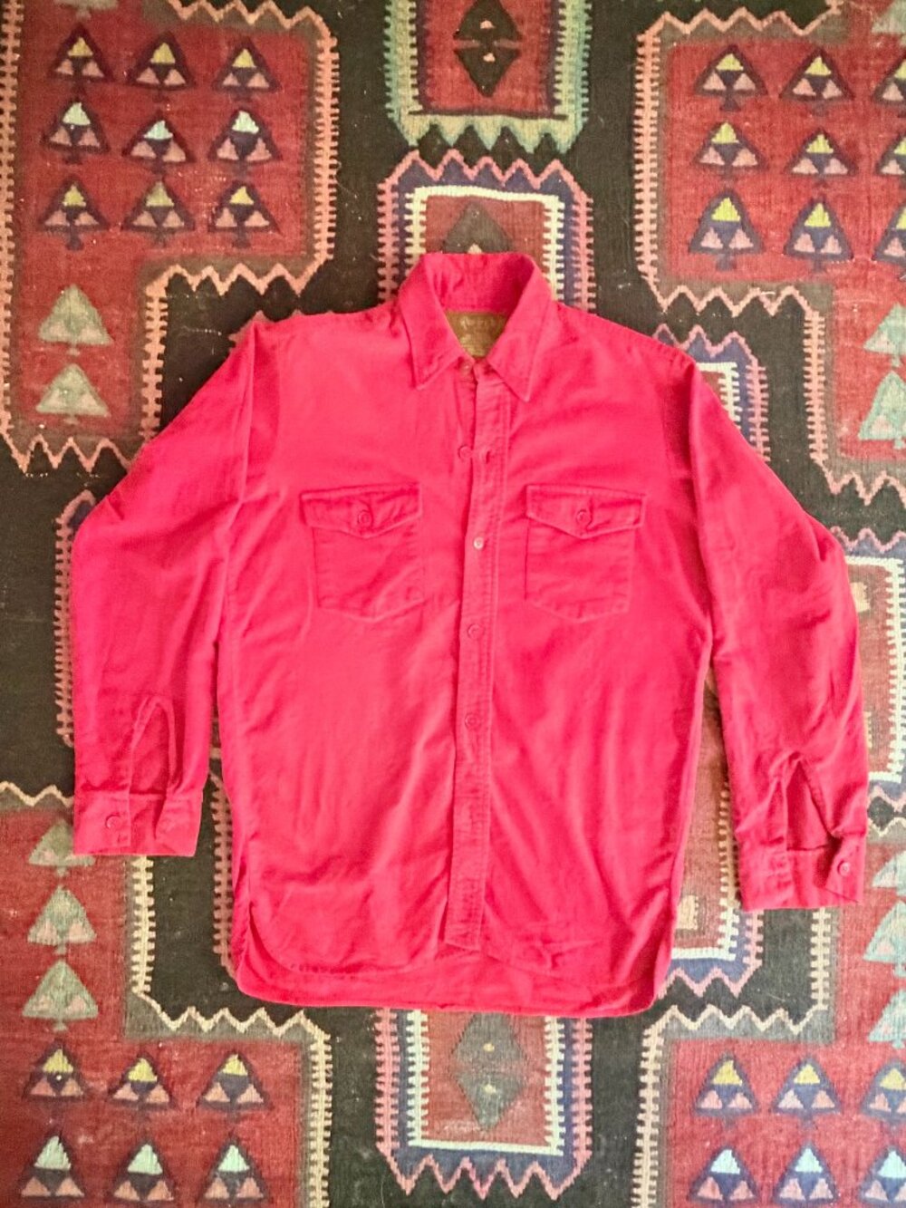 Rustic Outfitters Vintage Shirt Chamois Pocket Mens M Button Down Red